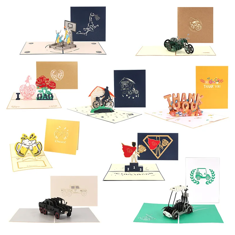 

Father's Day Greeting Card Cross-border Amazon 3D Stereoscopic Festival Paper-cut Creative Gift Blessing Message Card