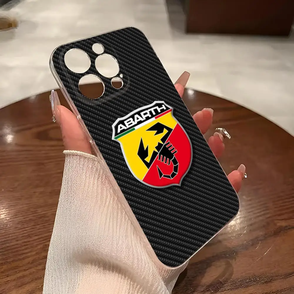 Abarths เคสโทรศัพท์ลายรถแข่งสำหรับ iPhone 14Pro 16 15 11 12 14 PRO MAX MINI 8 PLUS XR XS SE2020ฝาครอบใส