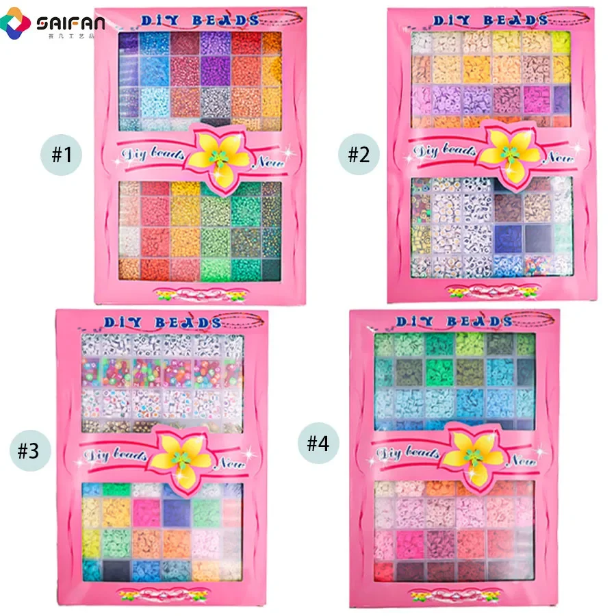 

1 set of 2 boxes of DIY jewelry accessories, children's DIY bracelet material package, bead beads, loose bead bracelet, earring