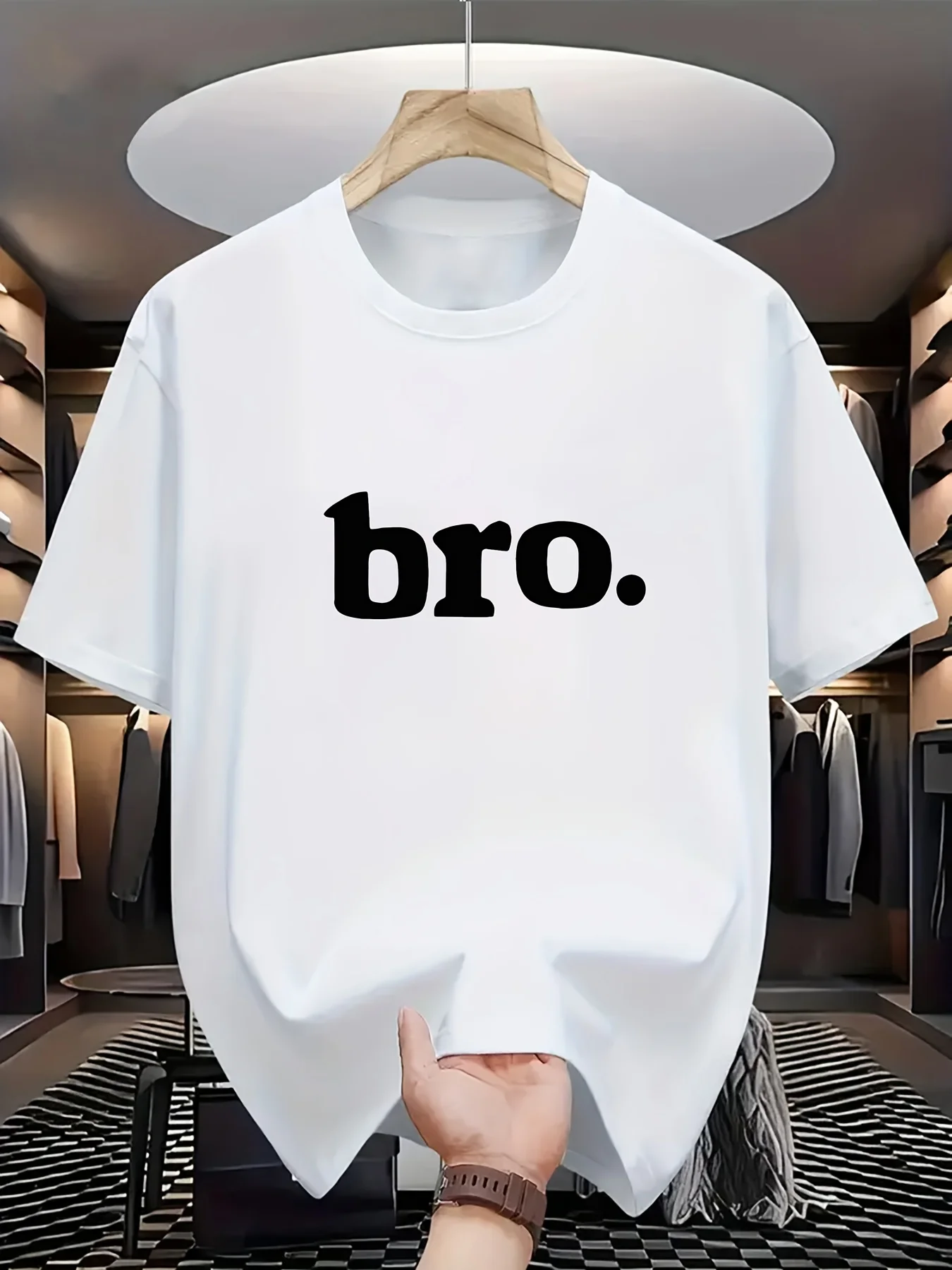 Minimalist boy's brother pattern printed fashionable sports and casual minimalist style short sleeved T-shirt Clothing