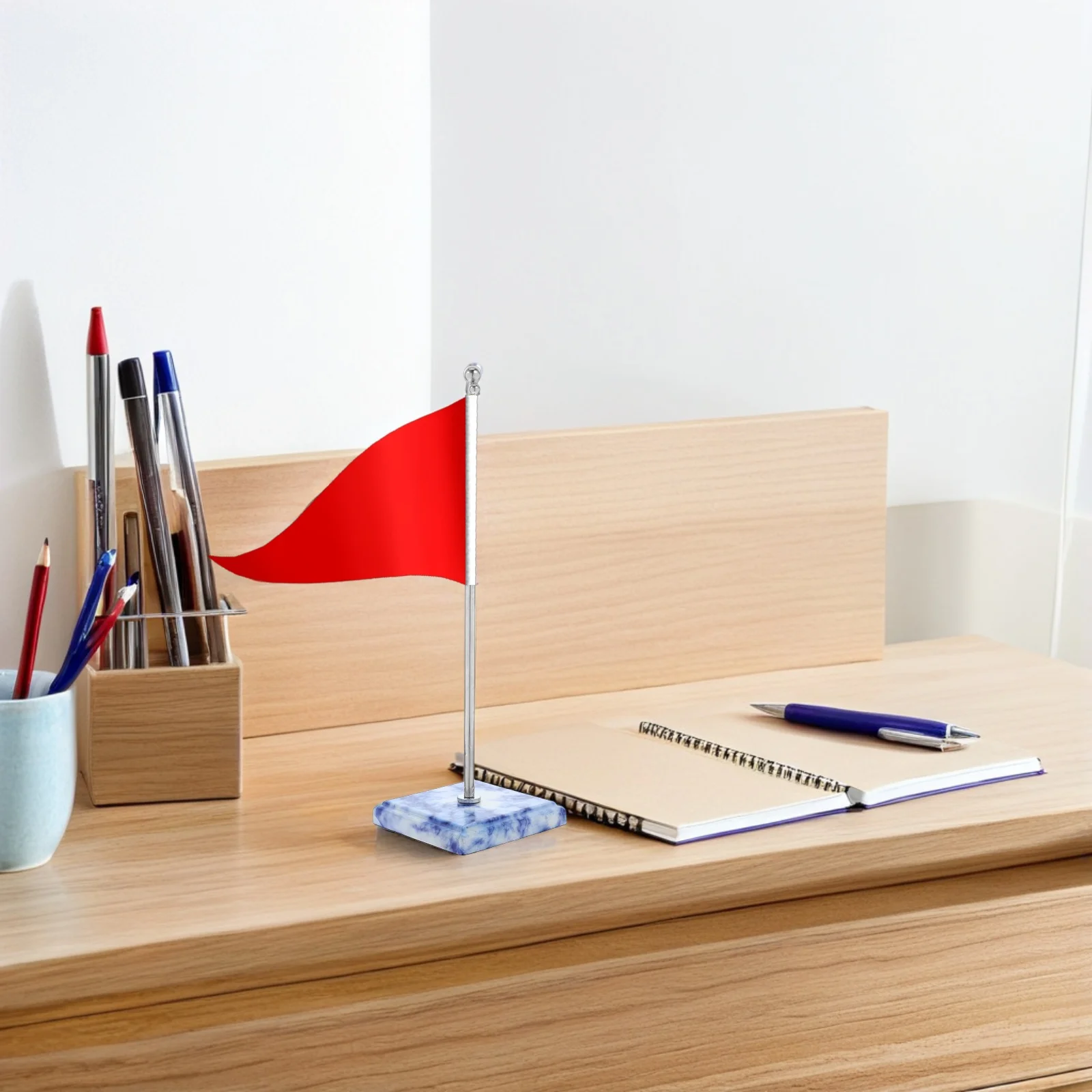 1 Set Metal Desk Flag Holder Base Adjustable Height For Conference Room Exhibition Events Table Top Double Flag