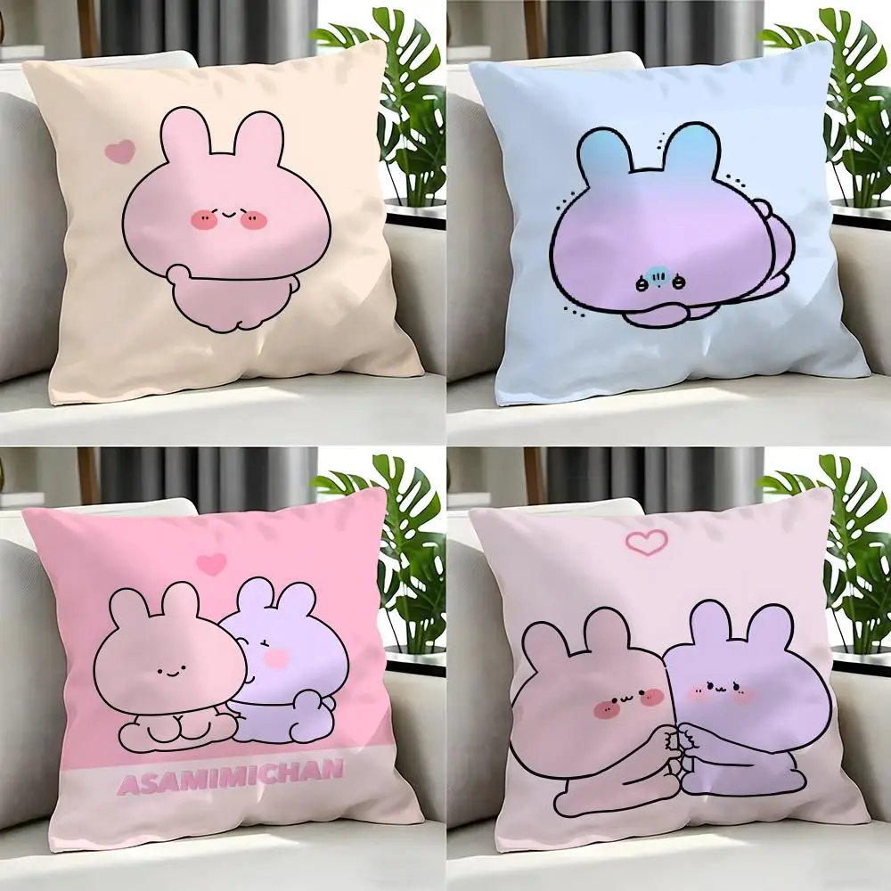cartoon Asamimichaan Asleep Cushion Cover Cushion Cover Set 4Pcs 50x50 45x45 40x40 Pillowcase Decorative Sofa Home Decor