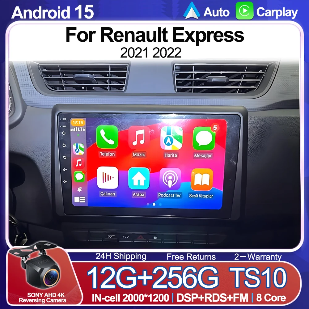 راديو السيارة Android15 لرينو اكسبرس 2021 2022 مشغل وسائط متعددة ستيريو نظام تحديد المواقع واي فاي + 5G اللاسلكية Carplay السيارات فيديو شاشة تعمل باللمس #1
