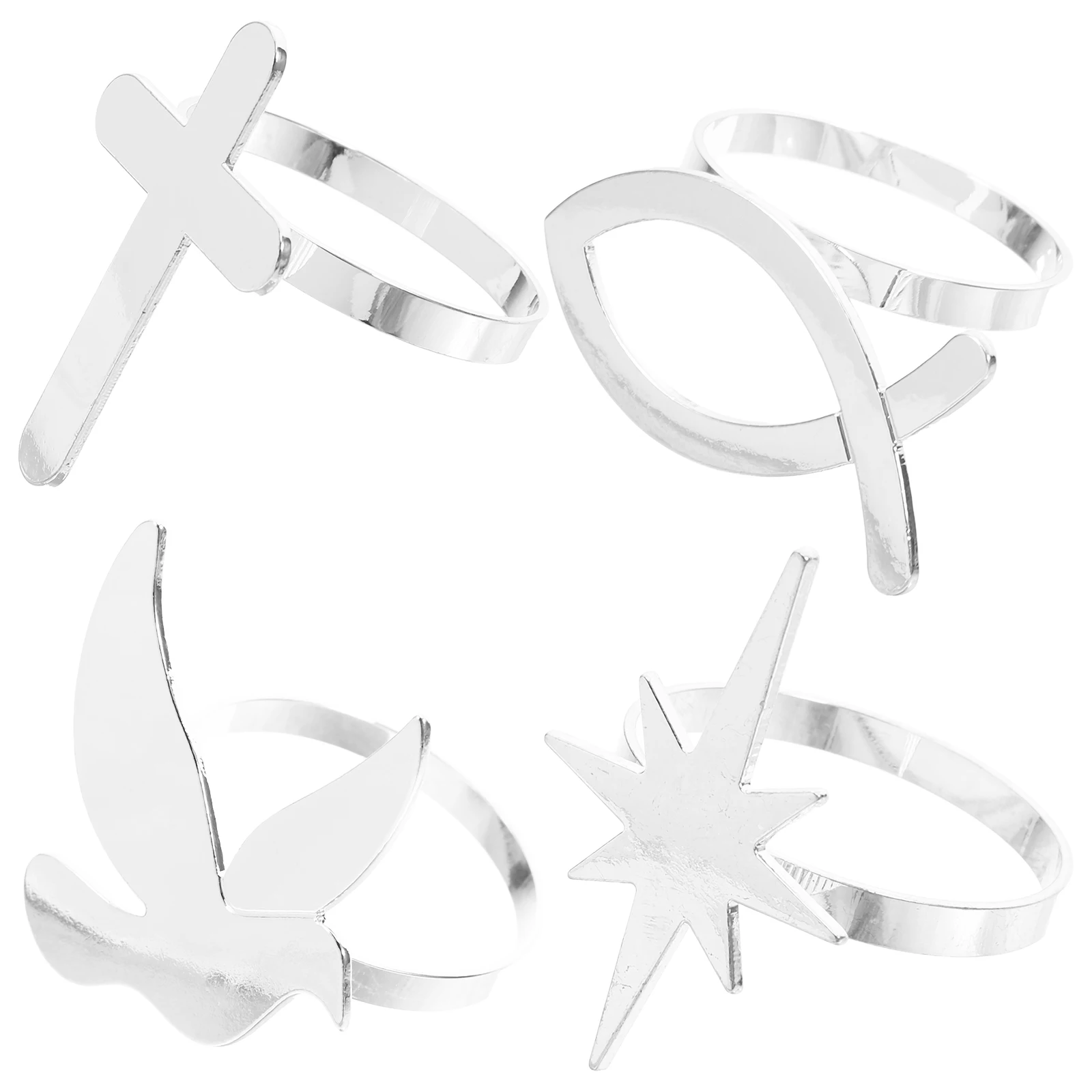 

1 set Napkin Rings Zinc Alloy Cross Dove Banquet Table Buckle Baptism Decorations Easy to Clean Wedding Party Favor
