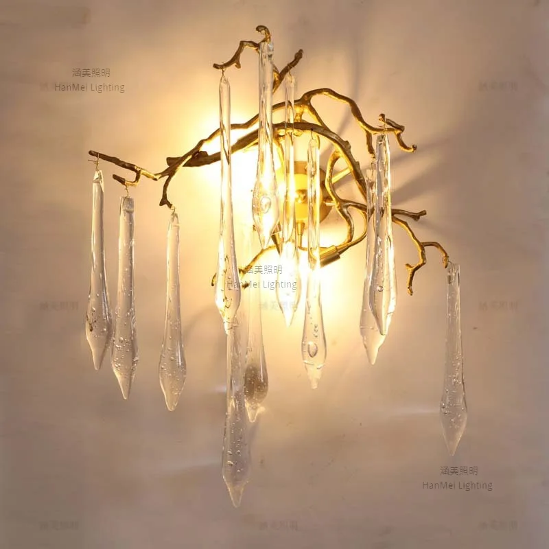 Light luxury crystal wall lamp all-copper lamps 2022 new TV wall bedroom bedside table lamps cross-border special supply