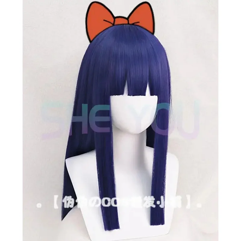 POP TEAM EPIC Popuko 28cm Short Golden Blonde Ponytail Pipimi 60cm Long Blue Wig Heat Resistant Cosplay Costume Hair