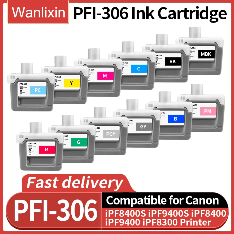 

New 330ML PFI306 PFI-306 Ink Cartridge Compatible For Canon iPF8400S iPF9400S iPF8400 iPF9400 iPF8300 Printer Inkjet Printer INK