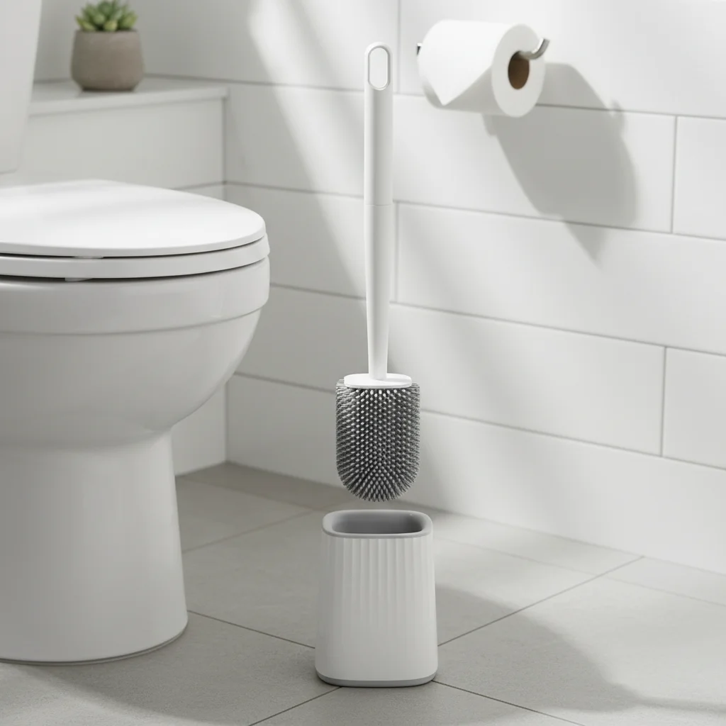 

Soft Rubber Toilet Brush With Detachable Handle Wall Mounted Cleaning Tool For Home Use