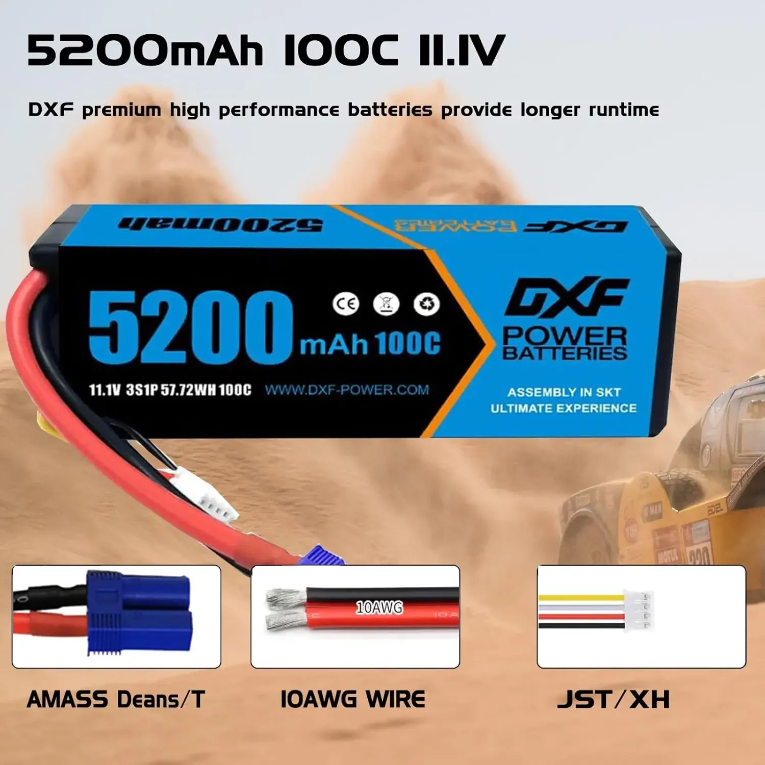 DXF 5200mAh 3S Lipo Battery 11.1V 100C  with EC5 Connector Hardcase Battery for RC Car Boat Truck Helicopter Airplane