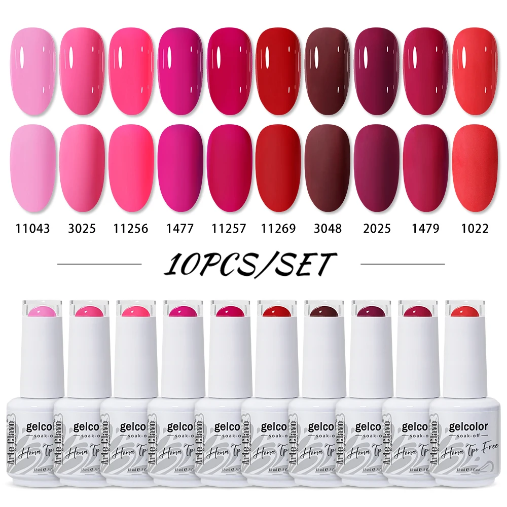 

Arte Clavo 15 мл 10 шт. Набор гель-лаков для ногтей HEMA TPO FREE Полуперманентные УФ-гель-лаки Soak Off Nail Lacquer Need Base Top Coat
