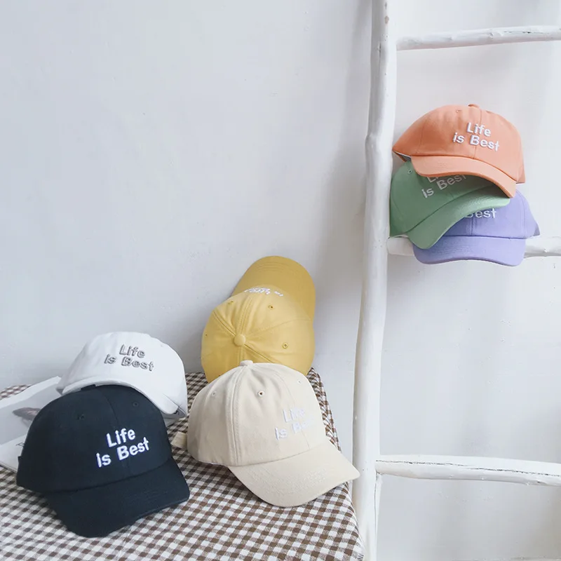 Kids Boys Girls Baseball Hats Autumn Spring Cotton Letter Embroidery Baby Peaked Caps Baby Sun Hats 7 Colors