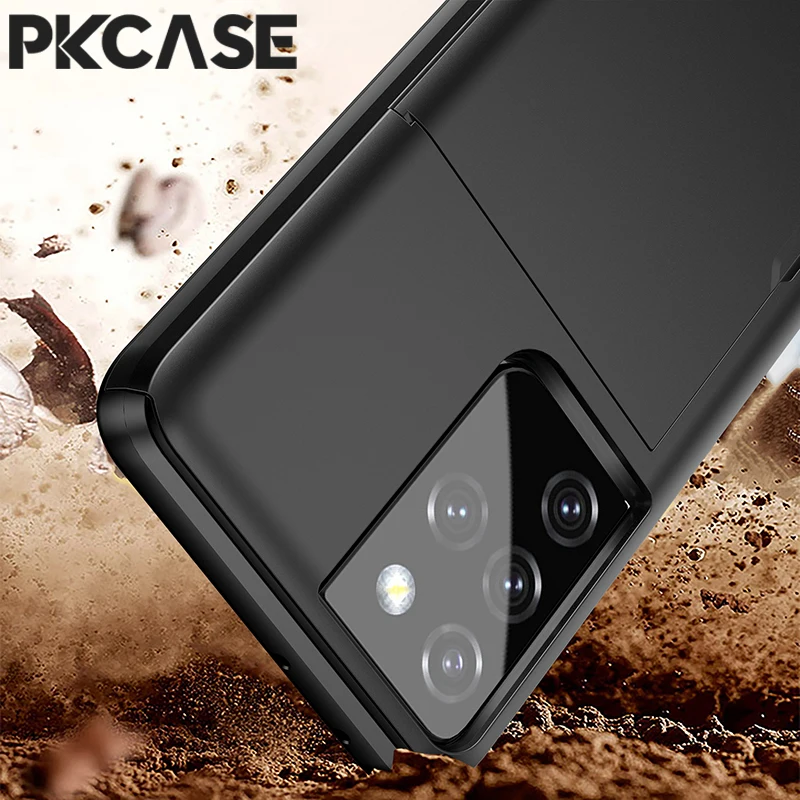 Casing Dompet Kartu Geser PKCASE Untuk Samsung S25 Edge S24 S23 FE Note 20 Ultra A55 A56 A36 A16 A17