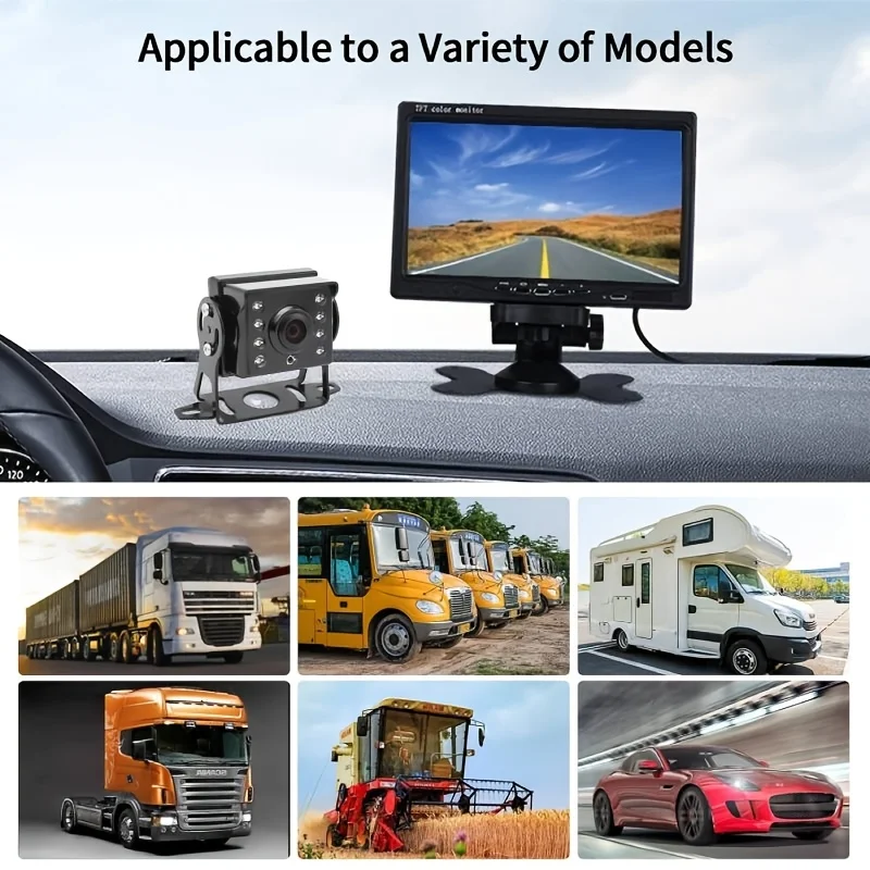 7-Inch Vehicle Display with an 8LED Robust Camera for Trucks - Features a 4Pin Easy Connection Backup Viewing System