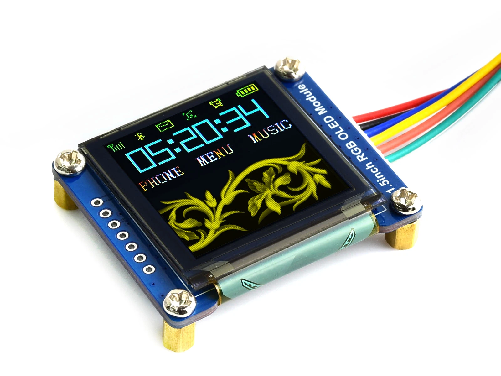 Waveshare 1.5inch RGB OLED Module,RGB OLED Display Module, 65K RGB Colors, 128×128, SPI
