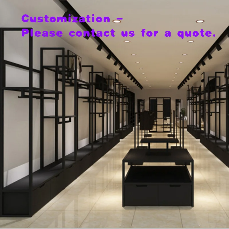

custom.Whole Store Design Custom Floor-Standing Thickened Reinforced Steel Pipe Display Rack Men's Women's Children's Clothi