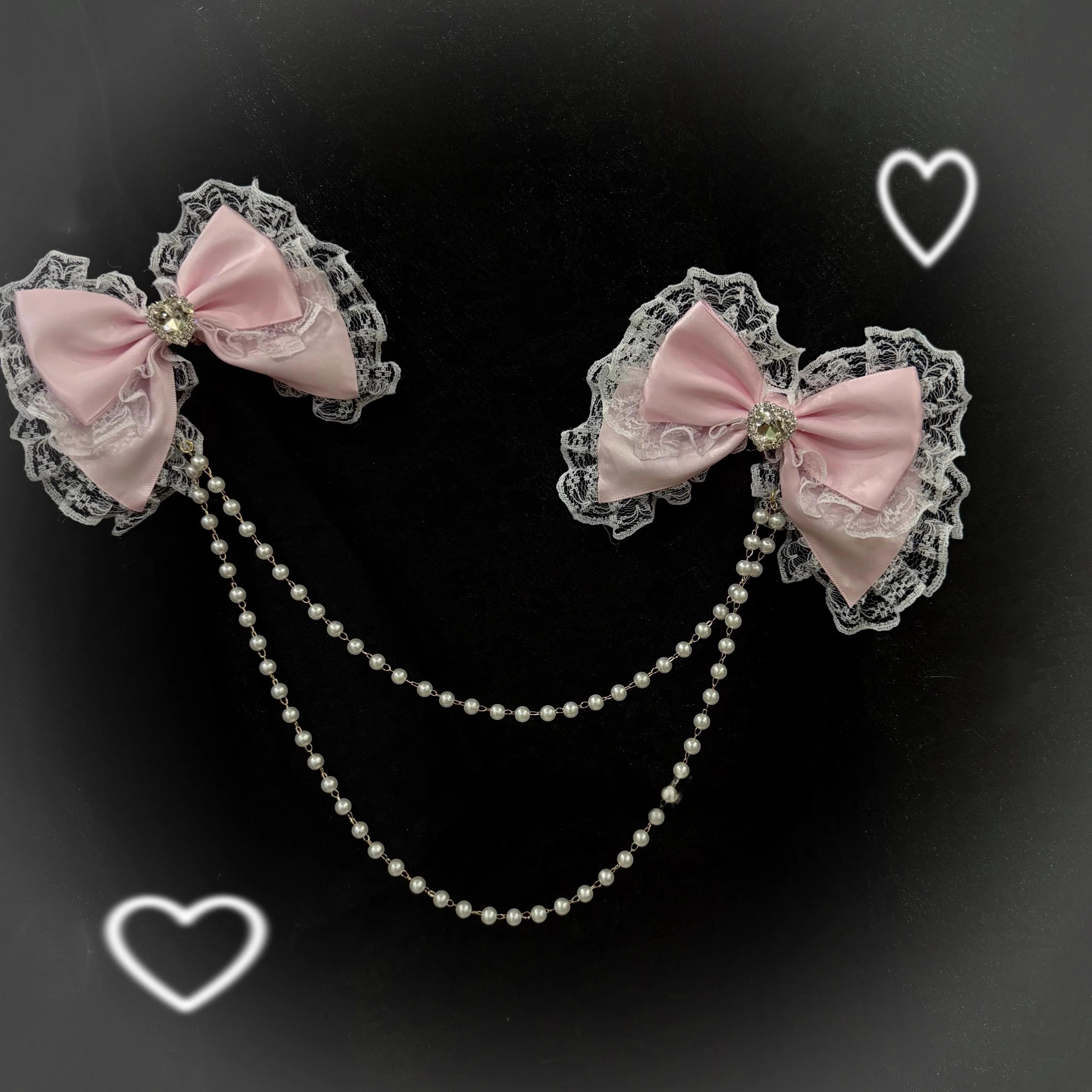 

Original Handmade New Princess Sweet Waist Chain Japanese Y2K Girl Lace Bowknot Pin Pearl Waist Chain Accessories