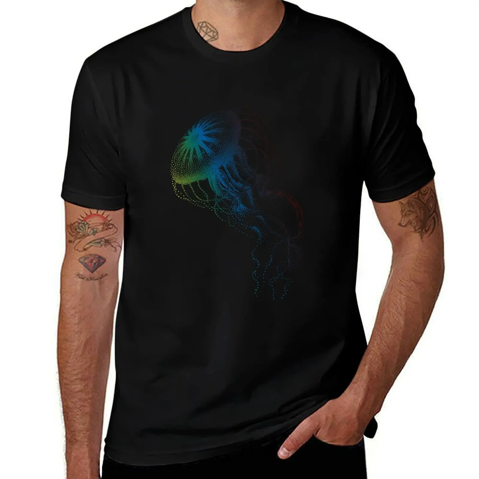 colorful jellyfish, sea life, drawing, illustration T-Shirt Breathable Mesh Panel T-Shirt