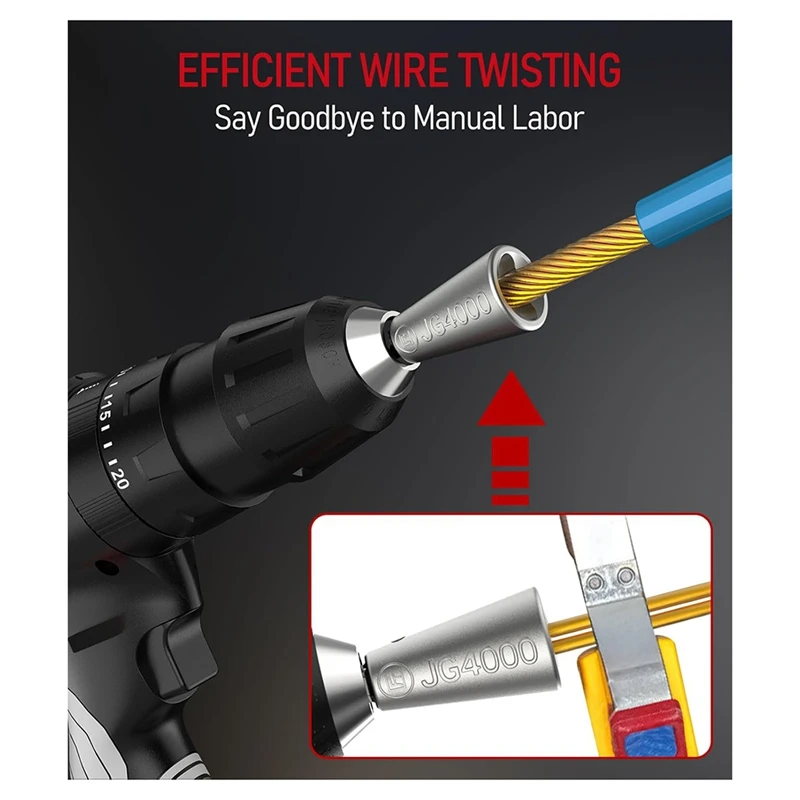 A23T Wire Twister Tool for Drill with Portable Bit Holder Keychain, 1/4 Inch Hex Powered Wire Twister Kit for Electrical &