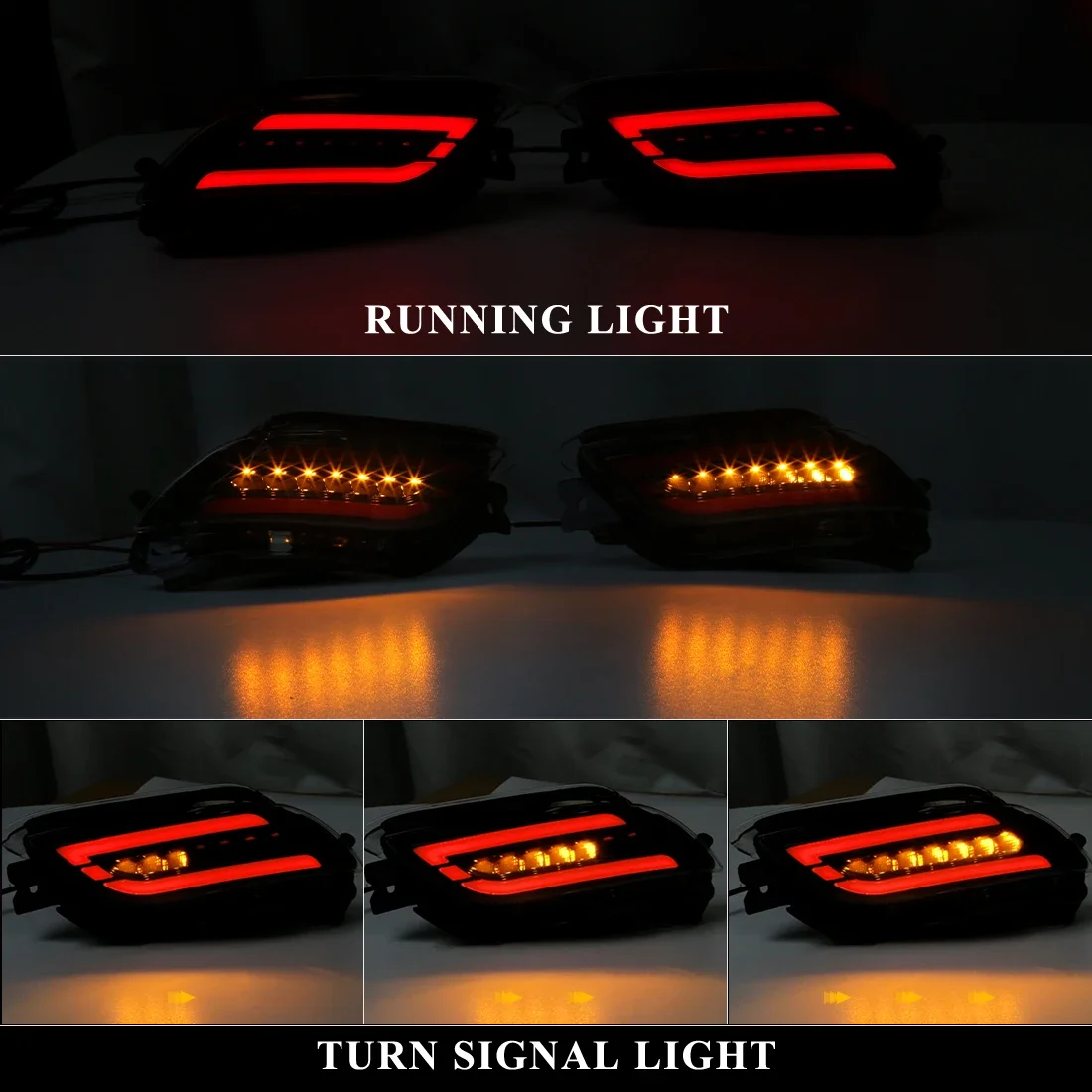 For Toyota Vios 2008 2009 2010 2011 2012 2013 LED Rear Bumper Reflector Lights Start-up Animation Warning Turn Signal Lamps 12V