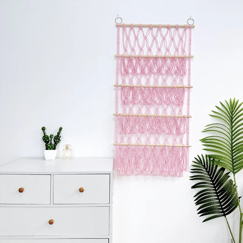 Hamac mural en macramé, filet de rangement pour jouets en peluche Boho