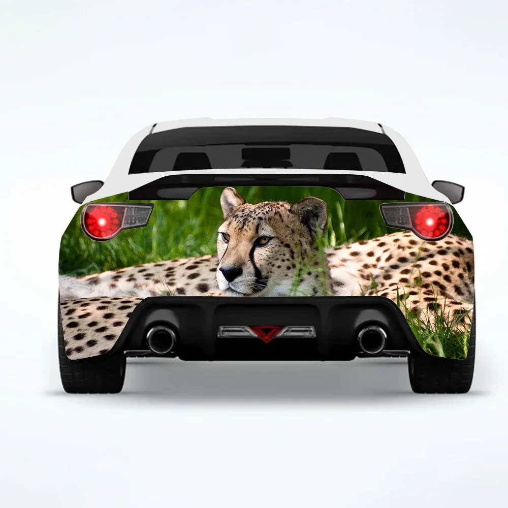 Animal Cheetah Car Rear Wrap Car-Stickers Car-Decal Creative Sticker Car-Body Appearance Modification Decorative Stickers