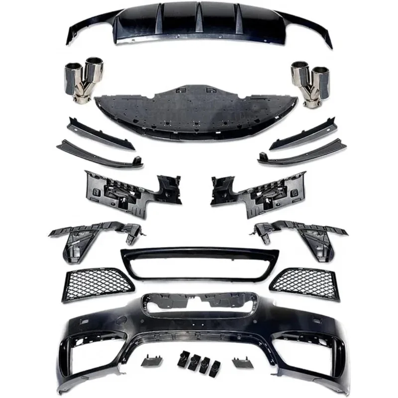 For PP Black Front Grills Rear Bumper Diffuser Exhaust Tips Body kits compatible with Jaguar XF Sedan