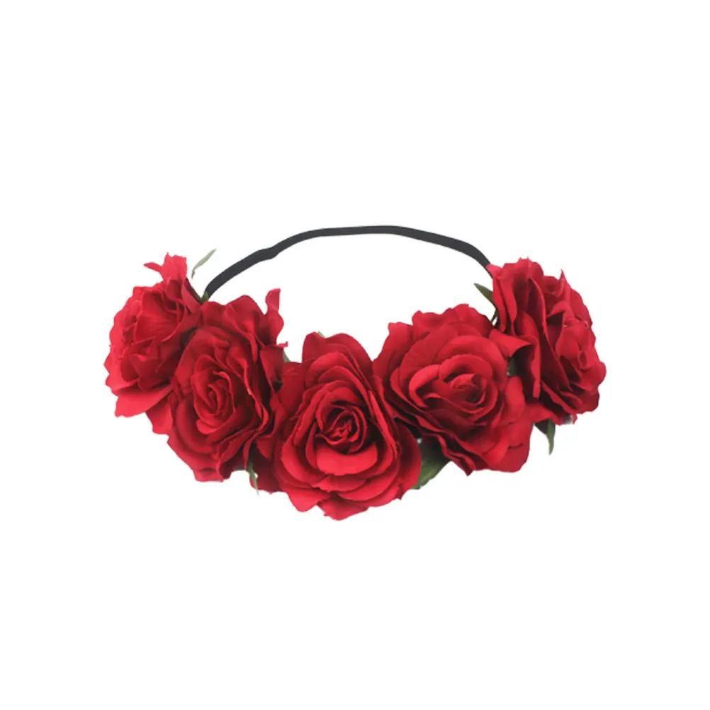 

Rose Headband Floral Headdress Wedding Bridal Hair Accessories Girls Flower Ring Costume Headwear Wreath Shaped Party