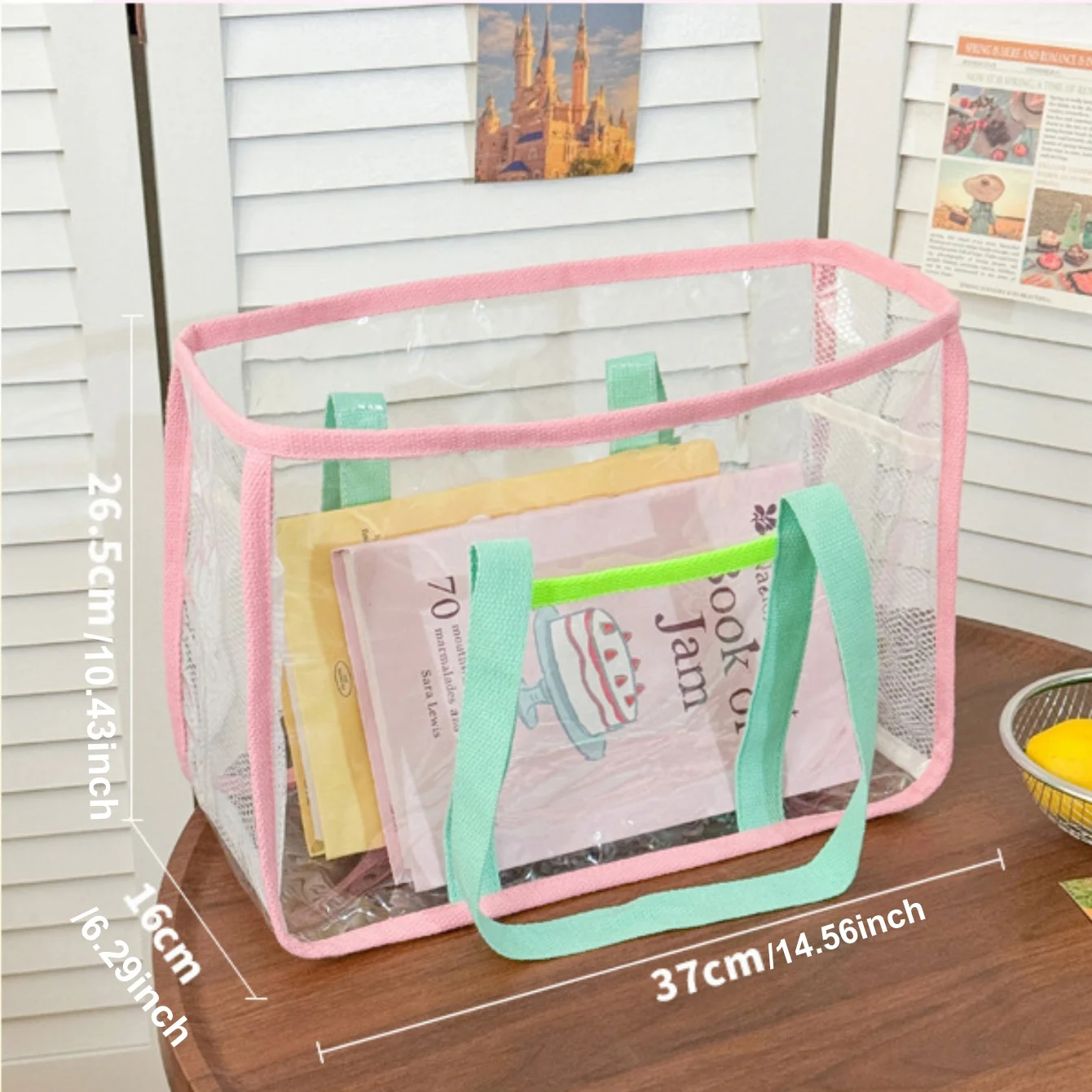 Ins Style Transparent PVC Beach Bag Waterproof Large Capacity Travel Handbag Casual Cute Storage Tote Bag for Women view 6