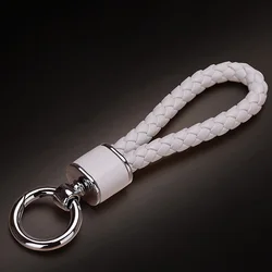 Simple Leather Keychains Unisex Weave Lanyard Keyring Men Women Car Key Holder Key Cover Auto Keyring Accessories Gift