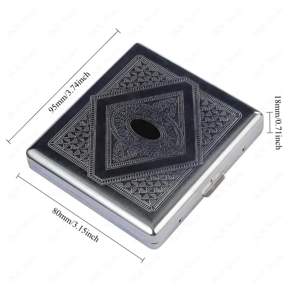 1 PC Stainless Steel Tobacco Cigarette Case Embossed Metal Pocket Storage Box Portable Holder for Travel Outdoor Smoking Use view 6