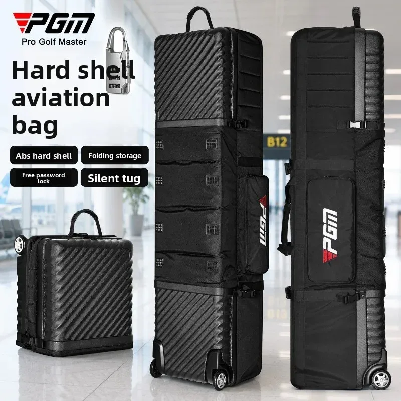 PGM Foldable Golf Travel Bag with Wheels ABS Hard Shell Golf Club Travel Cover Airline Checked Case HKB022