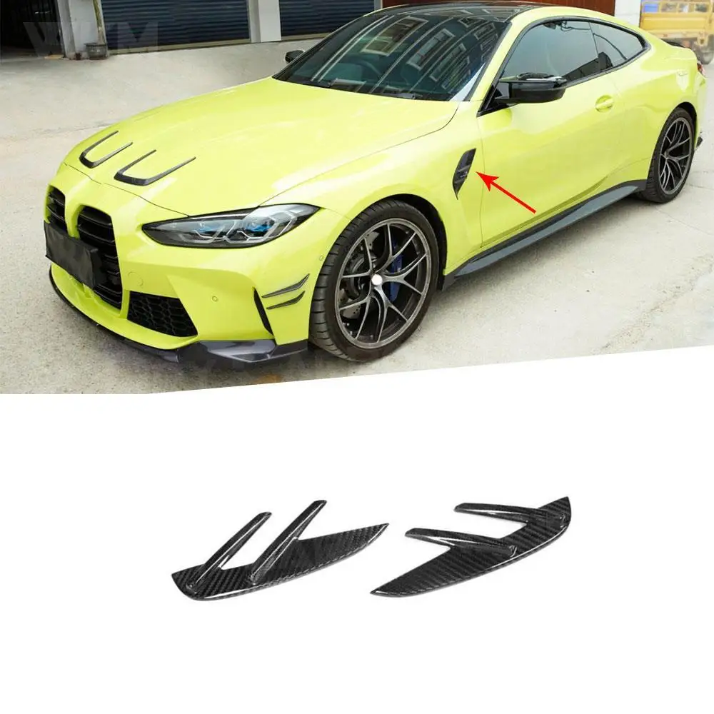 

Dry Carbon Fiber Car Side Fender Splitters Trim For BMW 3 4 Series G80 M3 G82 G83 M4 2021+ Shark Gills Side Vent Replace