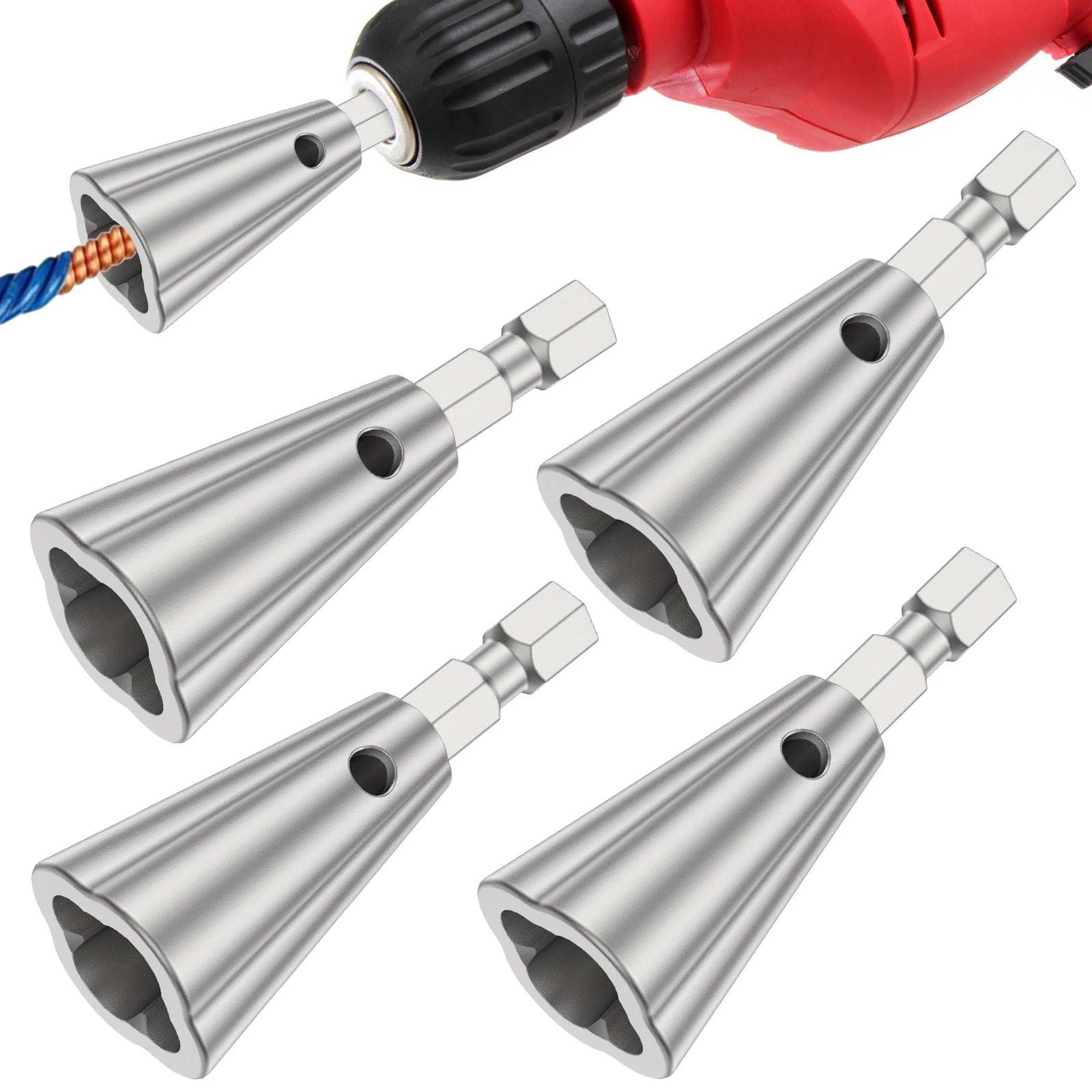 2/4Pcs Wire Stripping Twisting Tool Stainless Steel Wire Twister Connector 6mm Hex Shank Automatic Electric Drill Driver Cable