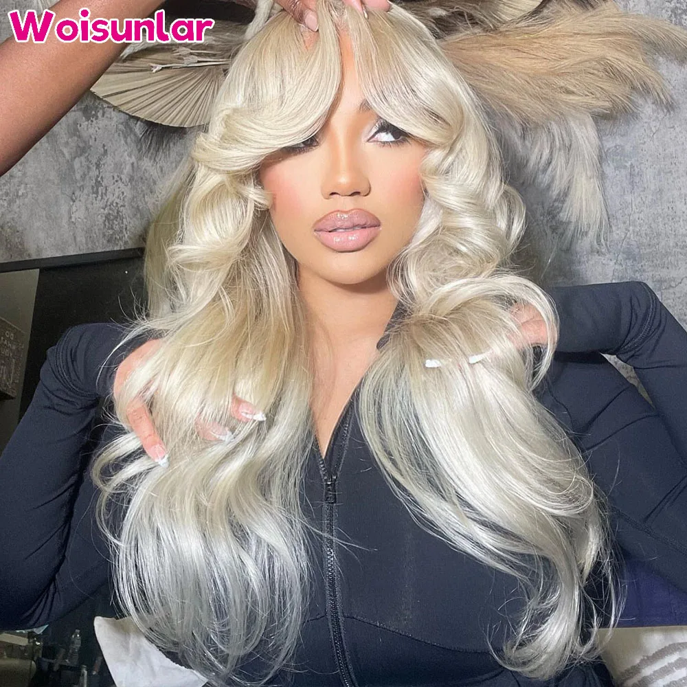 Ombre Blue and 613 Red 4x4 Lace closure Wig Brazilian 613 Body Wave Human Hair Pre Plcuked 13x4 13x6 Transparent Lace Front Wig