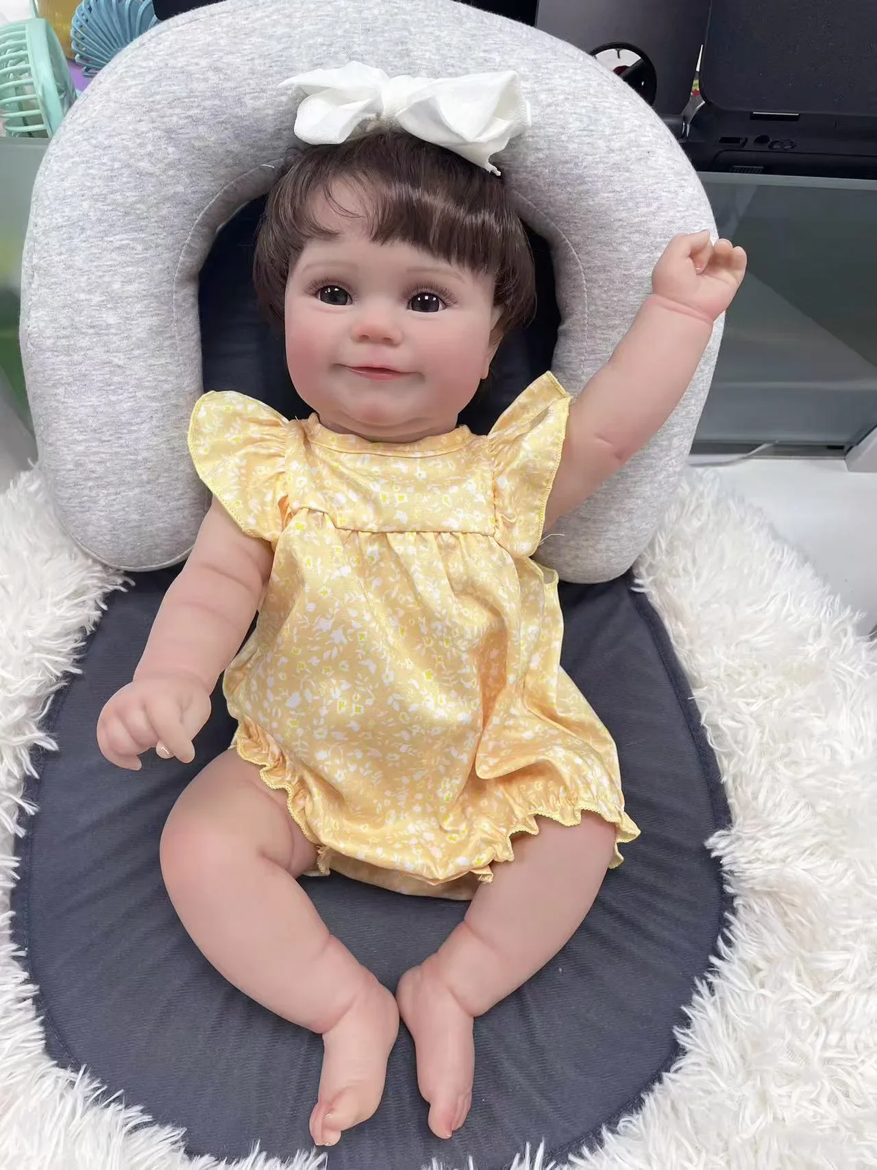 50CM Maddie Cloth Body&Full Vinyl Girl Body Newborn Reborn Doll 3D Skin with Visbile Veins Hand Rooted Hair Christmas Gift