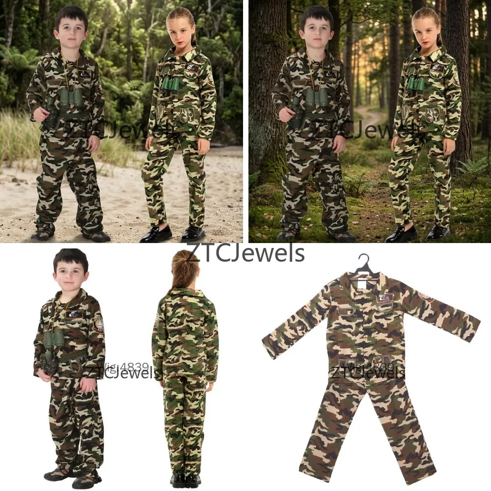 Disfraz de Soldado de las Fuerzas Especiales para Niños, Uniforme Militar de Camuflaje, Juego de Roles para Niños y Niñas