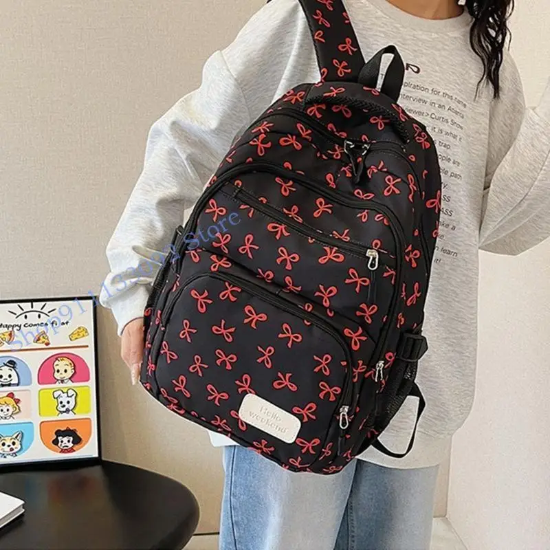 

H9ED 3 Pcs Bows Rucksack Book Bag Large Capacity Daypacks Aesthetic Backpacks Set
