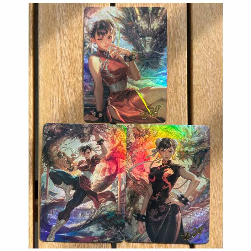 Street Fighter card Chun-Li Coarse flash DIY Anime Games for Boys Collectible Cards Christmas birthday presents Yagami hermitage