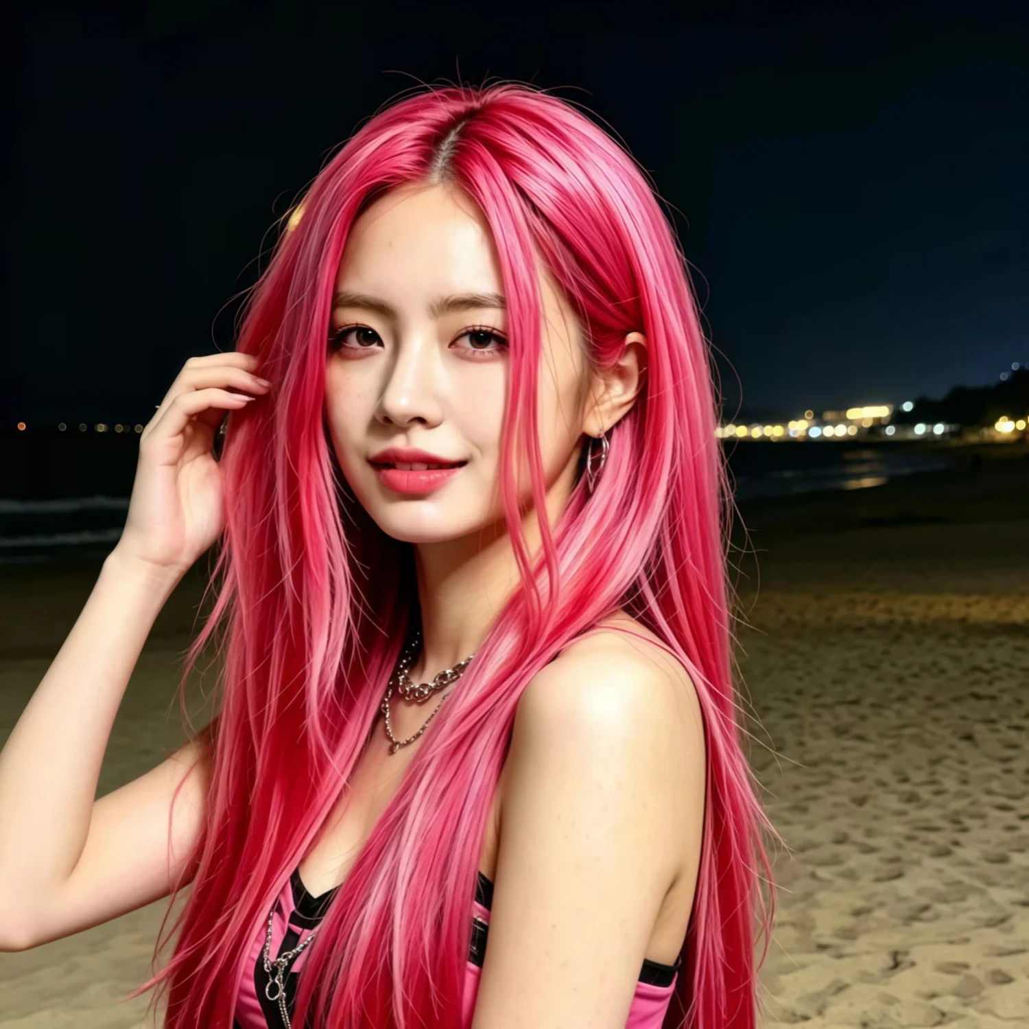Straight Long Wig 28 Inch Rose Pink For Women Fashion Party Heat Resistant Synthetic Wig
