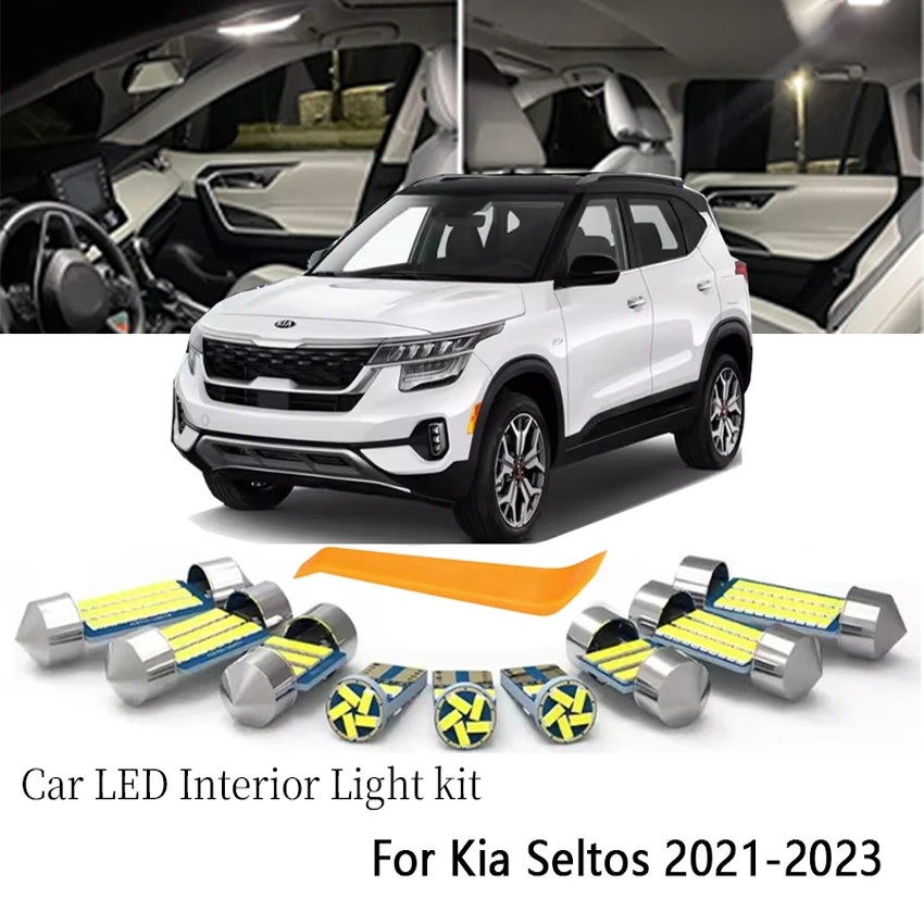 11Pcs For Kia Seltos 2021 2022 2023 Car LED Interior Light Indoor Dome Map Reading Trunk License Plate Light Kit No Error Lamp