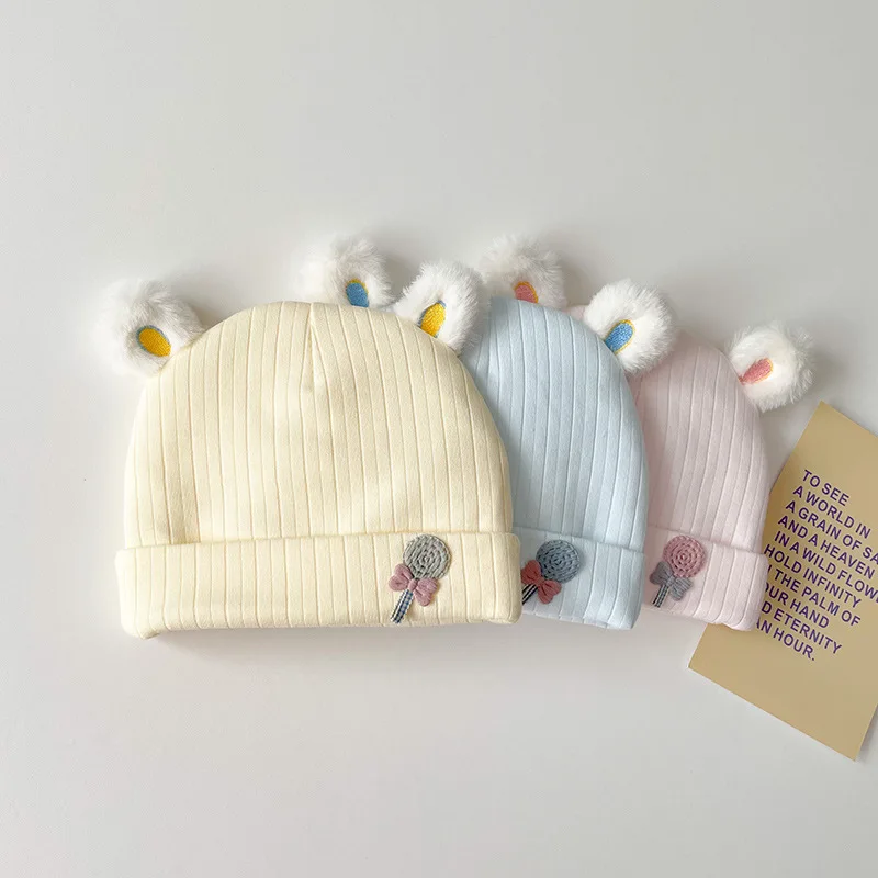 Newborn baby fetal cap winter clip cotton 0-3 months newborn baby fontanel protection hat cute cotton warm baby cap