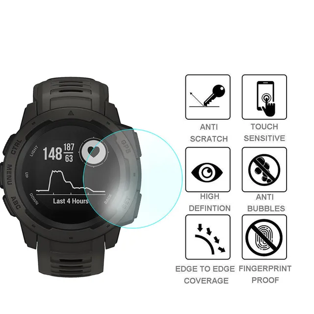 2 szt. Pełna folia zabezpieczająca ekran do zegarka Garmin Instinct HD 9H 2.5D hartowane szkło ochronne przeciwwybuchowa folia odporna na zarysowania