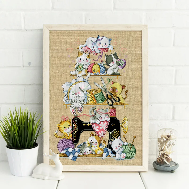 

Modern DMC Cross Stitch Living Room New Model SOG122 's Sewing Shop Printing Small Cartoon Animation Simple White Cotton
