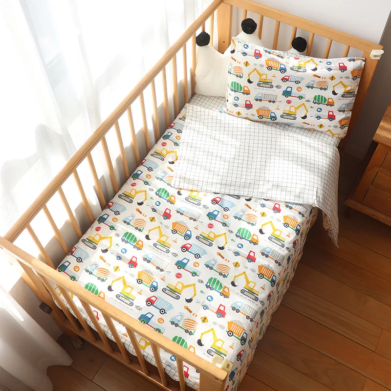 3 Stuks Baby Beddengoed Set Voor Pasgeborenen Ster Patroon Kid Beddengoed Voor Jongen Puur Katoen Geweven Wieg Beddengoed dekbedovertrek Pillocase