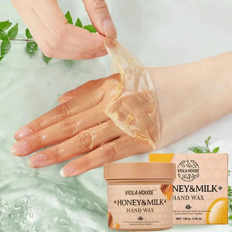 

Hand Mask Milk Honey Peel Off Hand Wax Moisturizing Hydrating Nourishing Exfoliating Hand Film Hands Care paraffin 150g