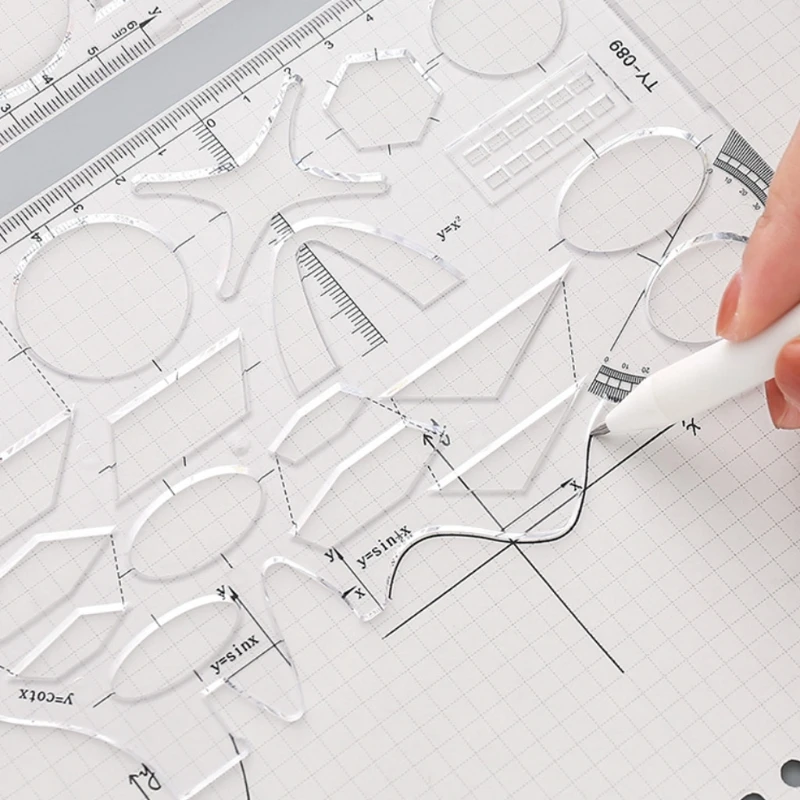 1 Pc Clear Geometry Ruler Architectural Templates Drawing Template Template Architecture Hollow Drafting Ruler Shapes 24BB