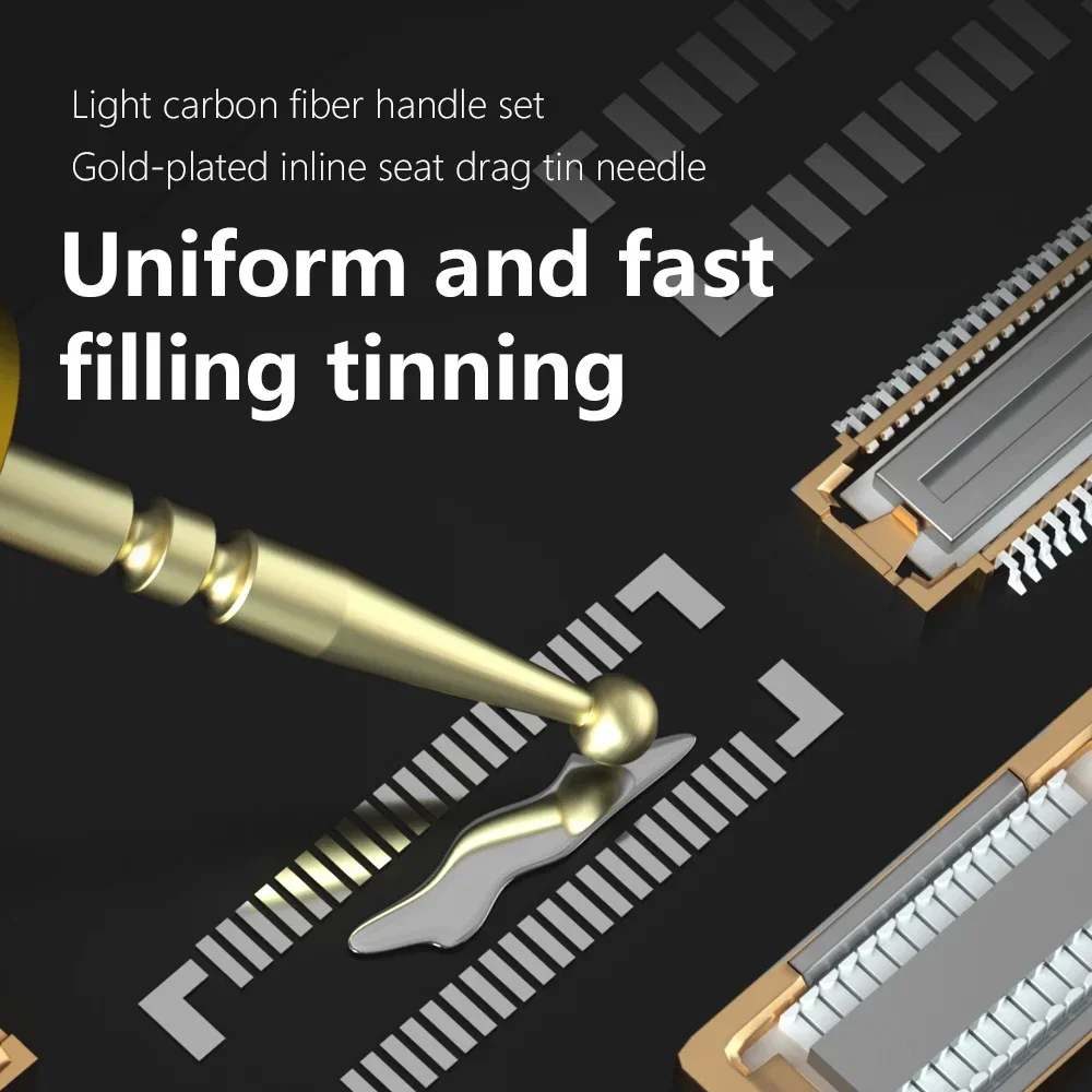 MaAnt M061 Gold Plated Tin Dragging Needle FPC Connector Reballing Solder Bar 3 Bars with Ultralight Carbon Fiber handle Set