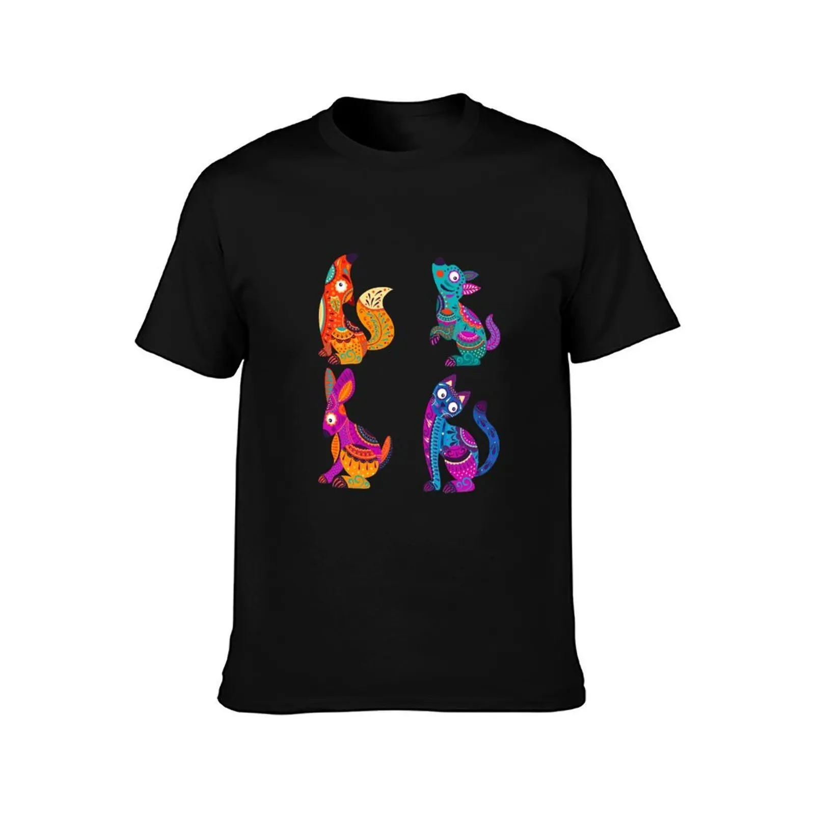 Spiritual animals Alebrijes T-Shirt, Summer Casual Cotton Tee, Oversized Streetwear Tops, Vintage Graphic Print, 100% Cotton