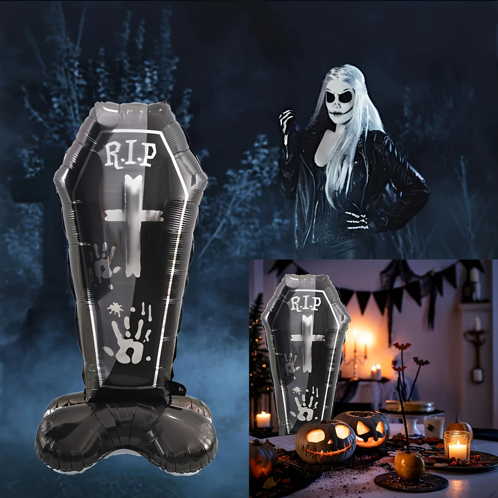 2Pcs Halloween Coffin Balloons Suitable for Haunted House Cemetery Parties And Horror Themed Room Decorations Balloons