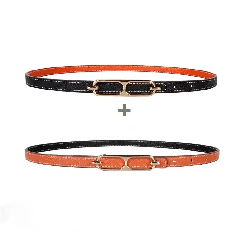 Ceinture en cuir décorée double face pour femme, Jeans Ins Fashion, Tendance étudiante sauvage, Design de luxe, Marque de qualité supérieure